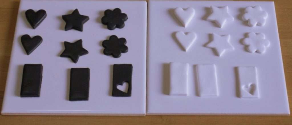 black and white clay samples