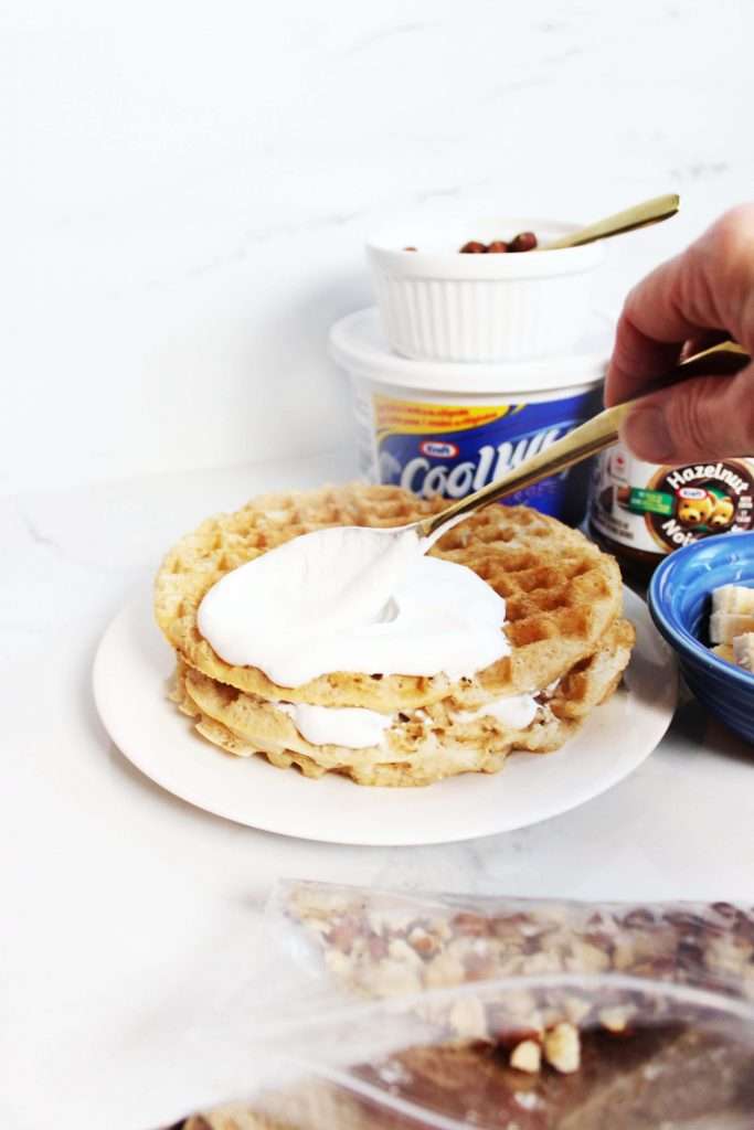 Banana Hazelnut Waffle Tower Recipe How-To2