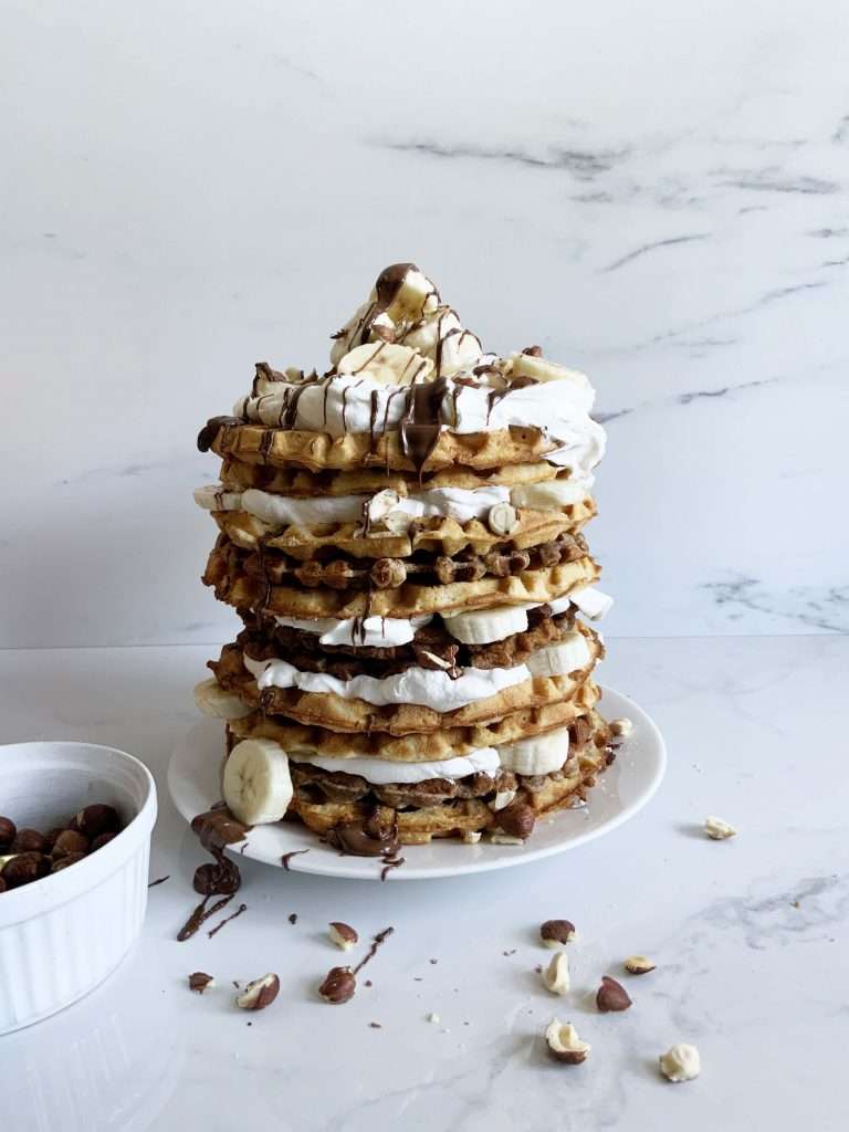 Banana Hazelnut Waffle Tower Recipe