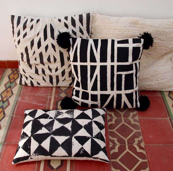 Graphic pillows printmaking