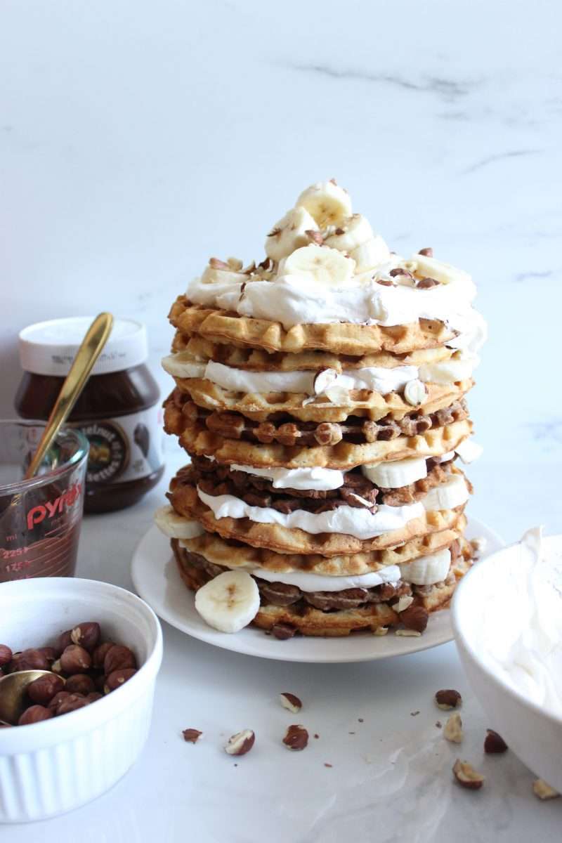 Banana Hazelnut Waffle Tower Recipe