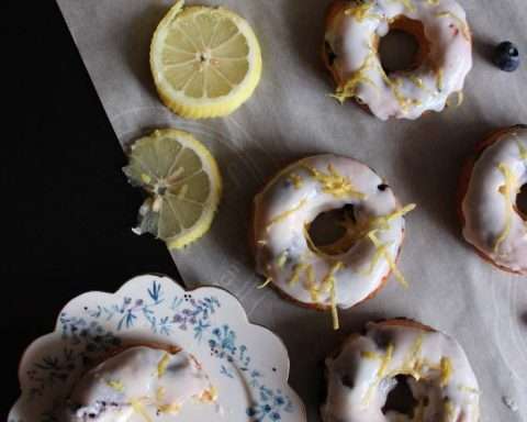 Blueberry Donuts With Lemon Glaze