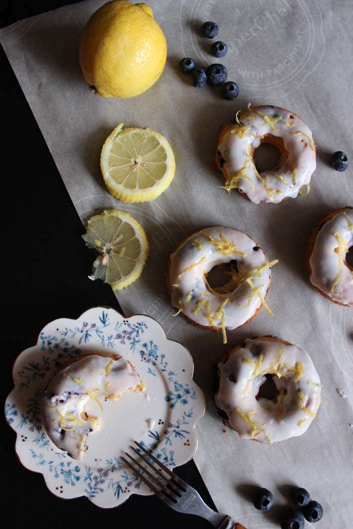 Blueberry Donuts With Lemon Glaze