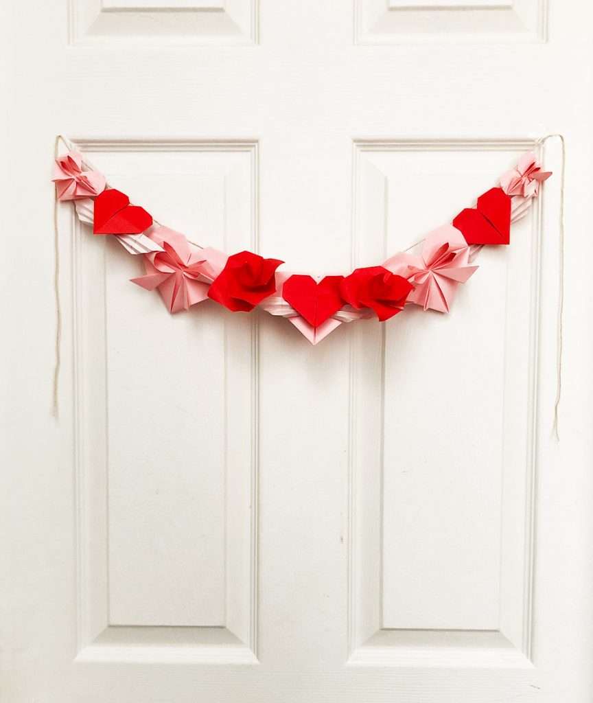 diy heart door garland with origami