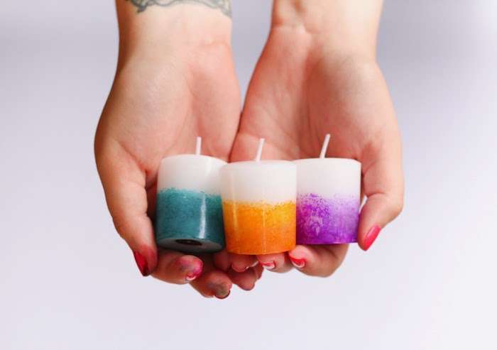 alcohol ink dyed candles