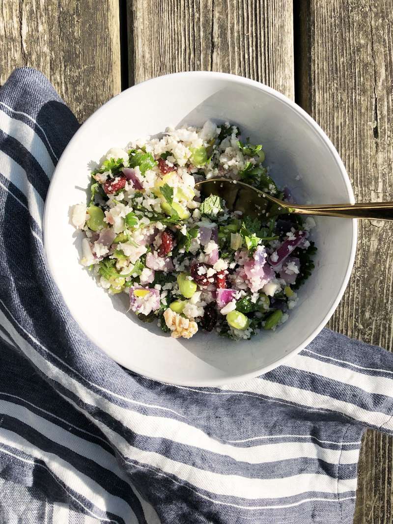 Lemony Fresh Herbed Cauliflower Rice Salad