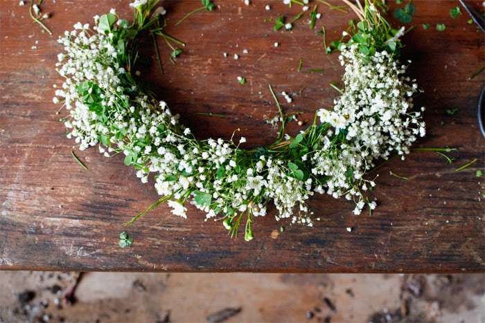 DIY shamrock floral crown