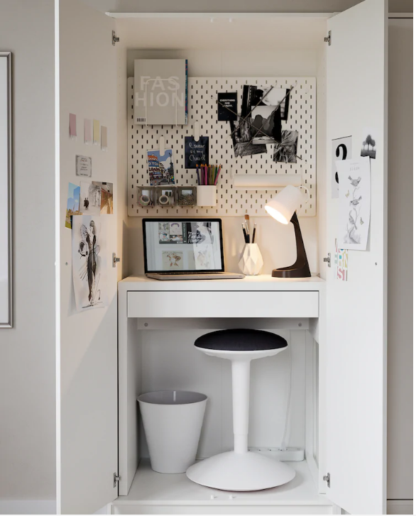 Home office in a closet IKEA