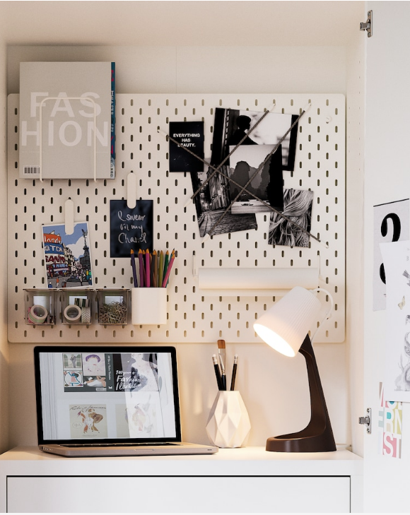 Close-up of an office in a closet by IKEA stylists