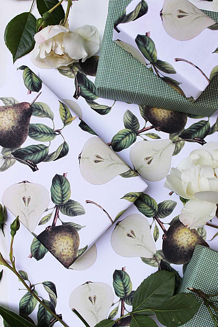 vintage pear giftwrap