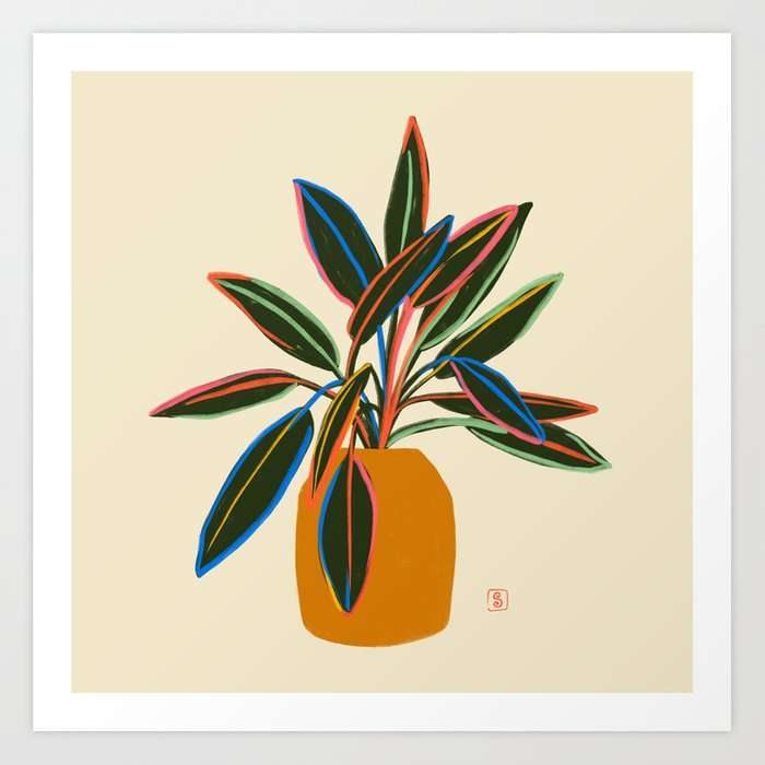 Plant with Colourful Leaves Print