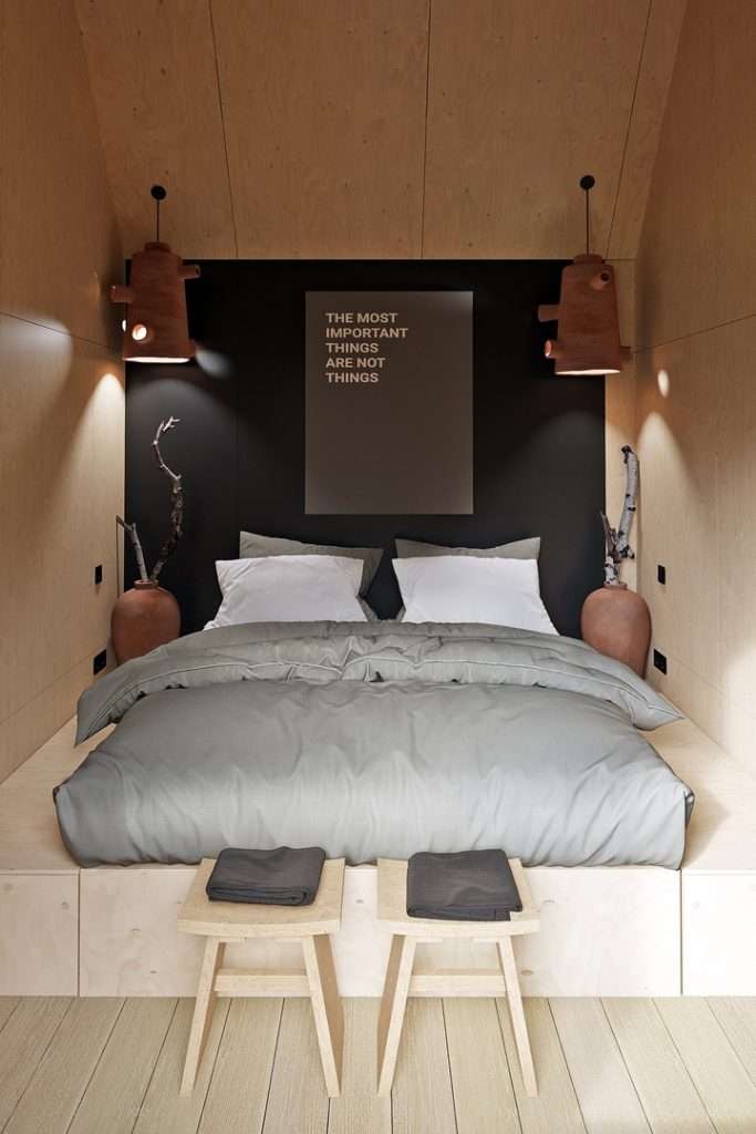 bedroom tiny home rendering